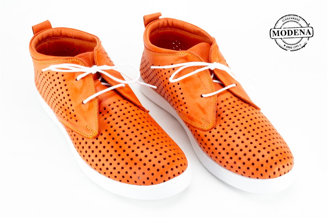 Modena schoenmode - halfhoge perforee - oranje halfhoge perforee