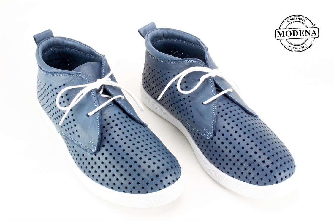 Modena schoenmode - halfhoge perforee - blue halfhoge perforee