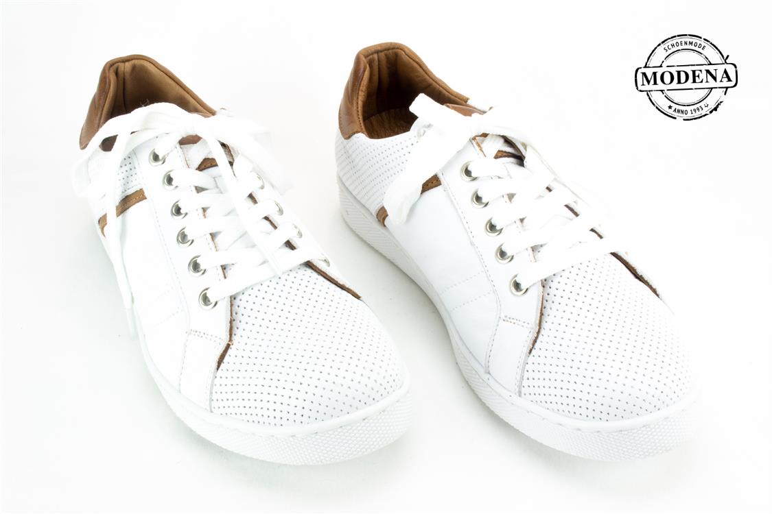 Modena schoenmode - wit basket camel boord - wti-camel lage basket