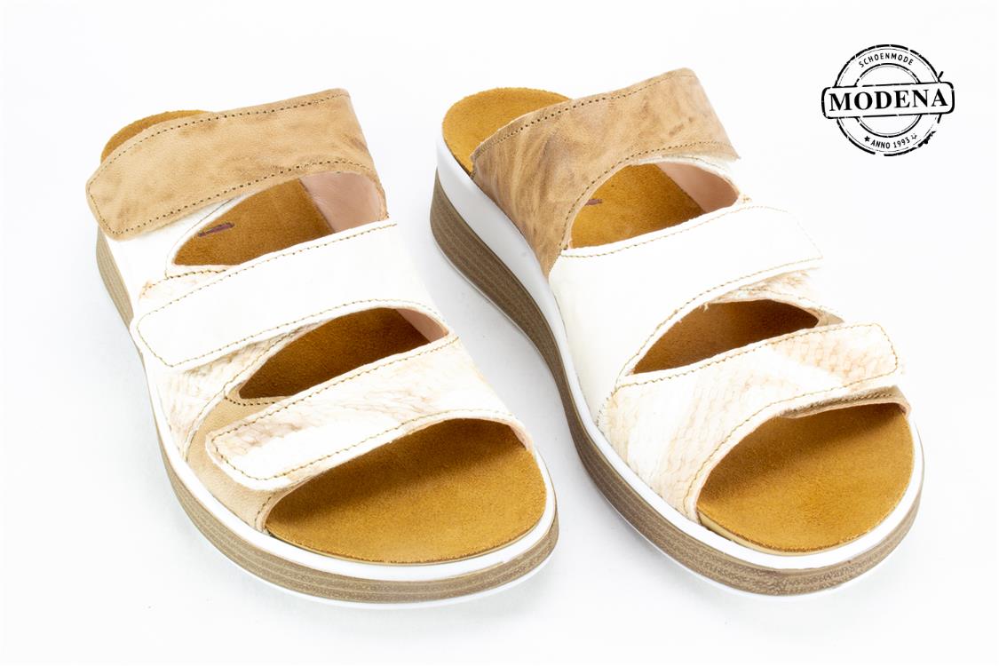 Modena schoenmode - slipper 3 velcro - ecru-beige slipper 3 velc