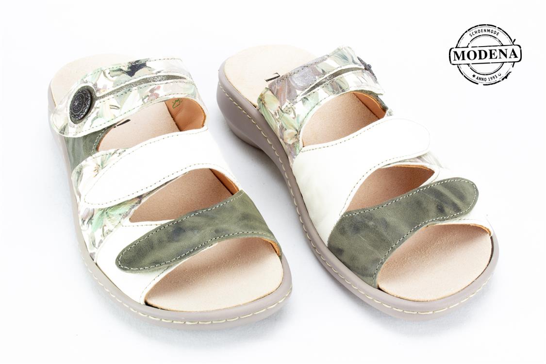 Modena schoenmode - slipper 3 velcro - kahaki - ecru slipper 3 v