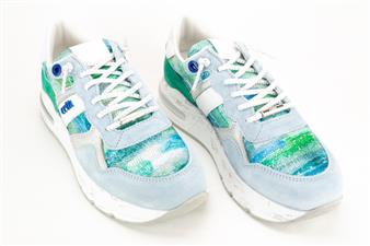 BLAUW-GROEN SNEAKER ELASTIEK