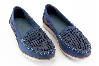 BLAUW MOCASSIN PERFOREE