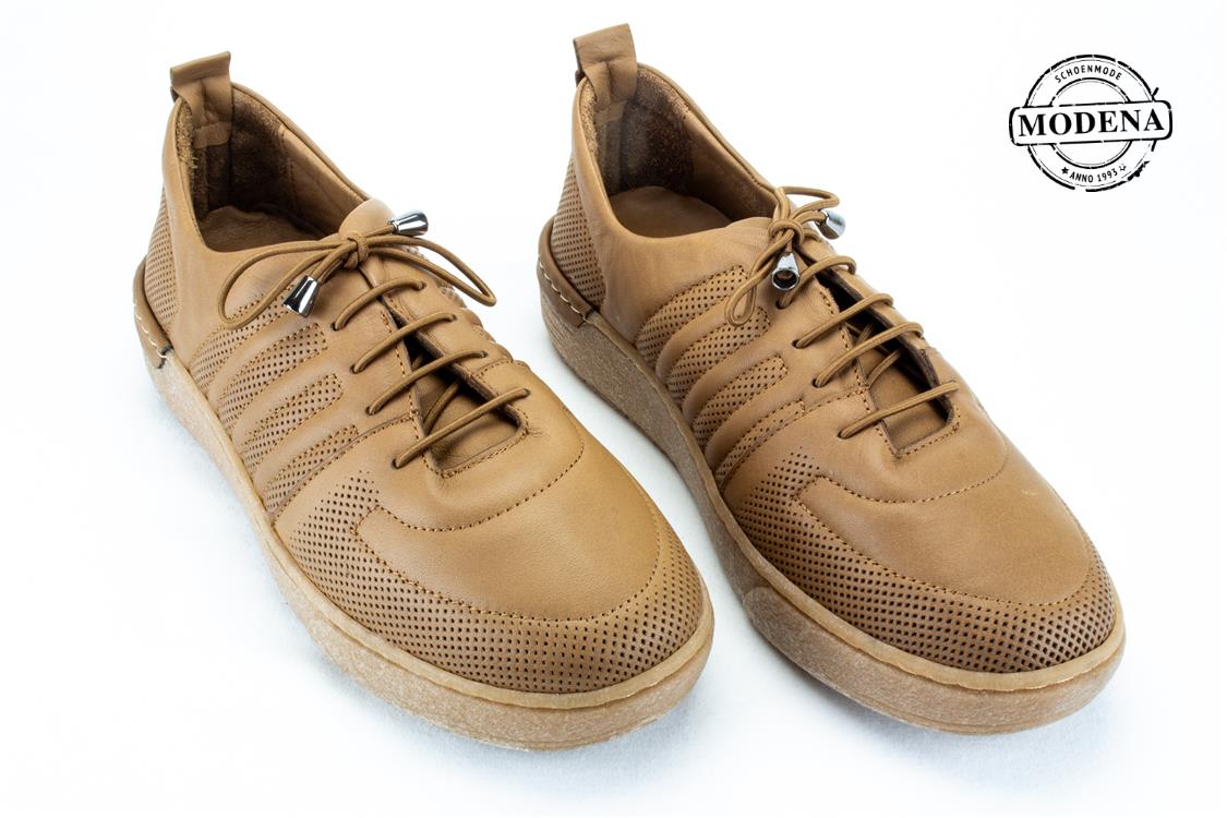 Modena schoenmode - sneaker elastiekveter - camel sneaker elastiekvet