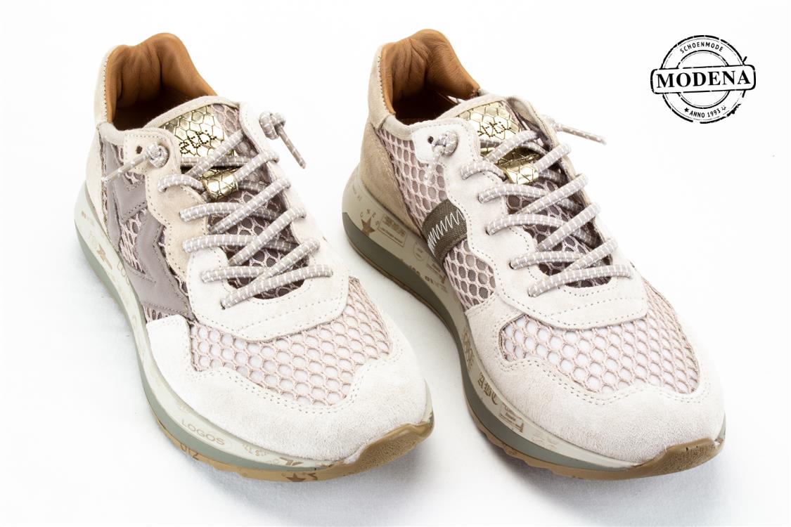 Modena schoenmode - sneaker plat - beige sneaker net