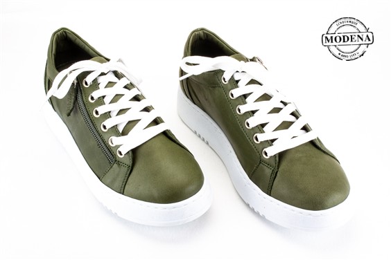 Detailpagina - Ander damesschoenen model: KHAKI LAGE SNEAKER ZIJ-RITS