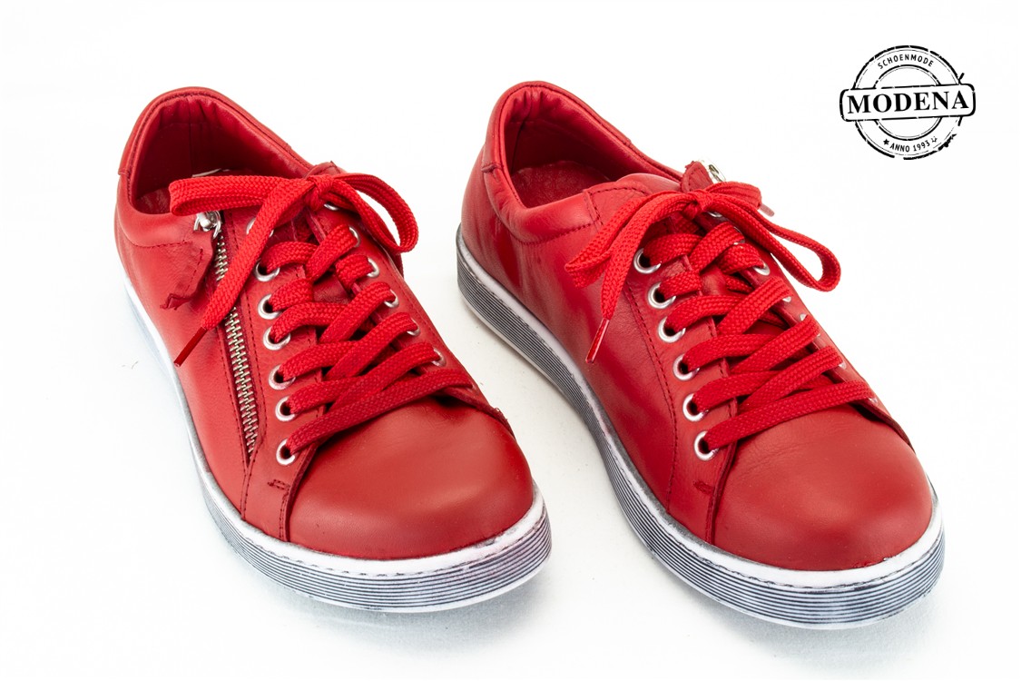 Modena schoenmode - lage zij-rits - rood lage zij rits