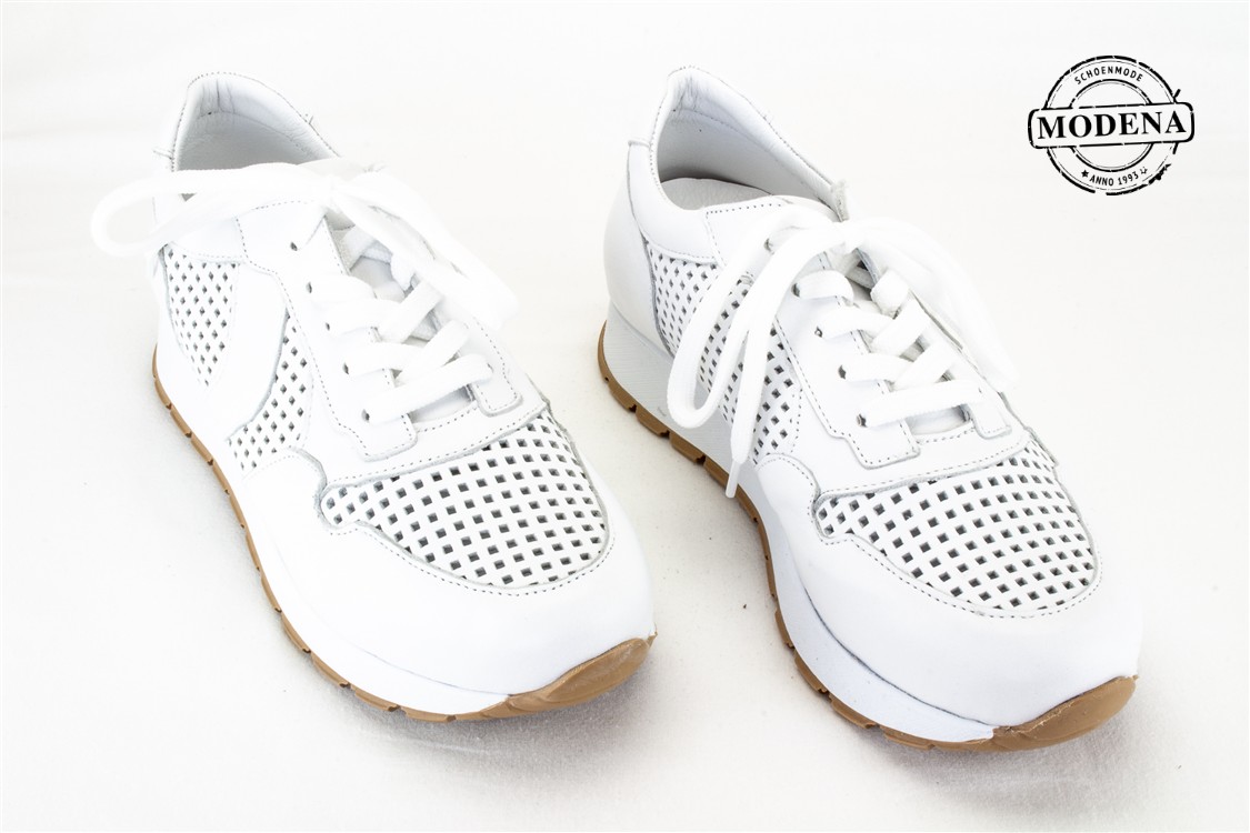 Modena schoenmode - wit sneaker - wit perforee sneaker