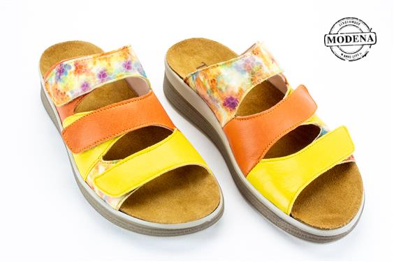 Detailpagina - Ander damesschoenen model: ORANJE MIX SLIPPER 3 VELCRO'S