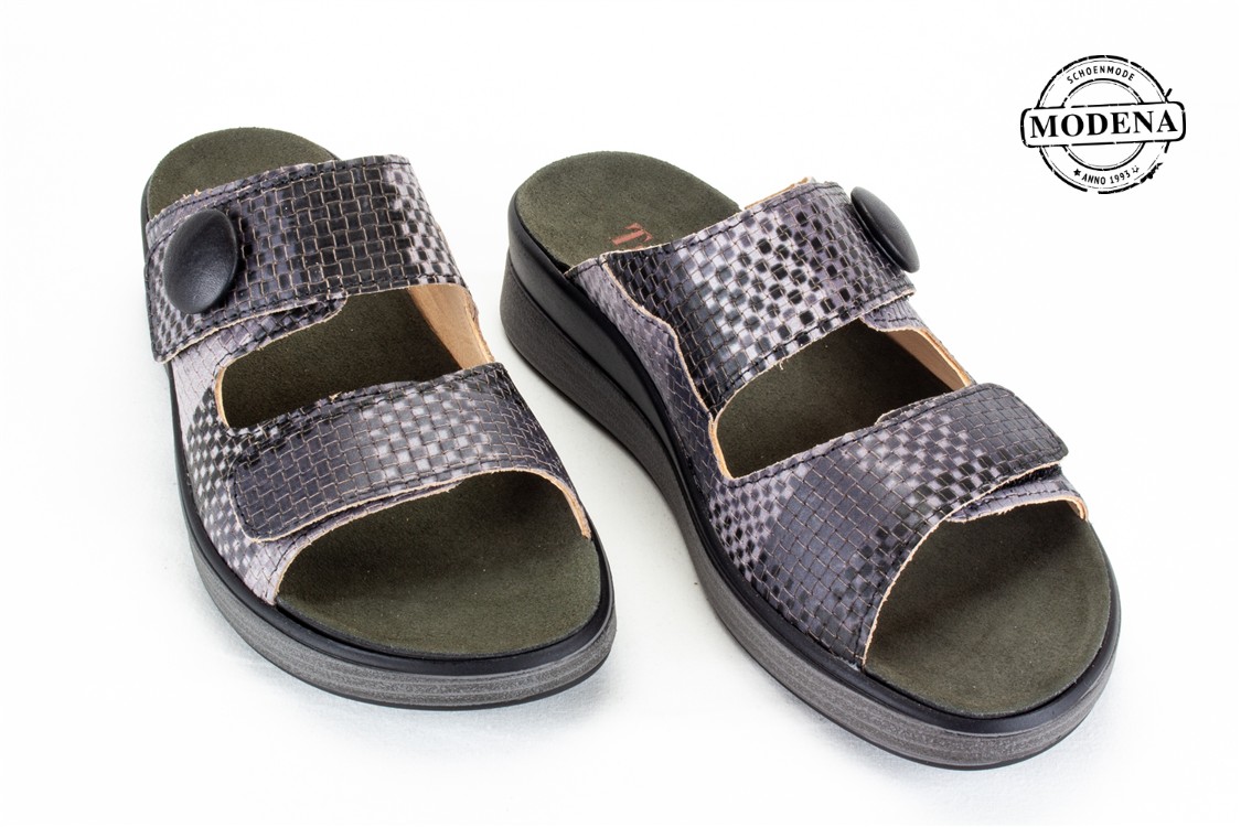 Modena schoenmode - slipper 3 velcro - zwart slipper