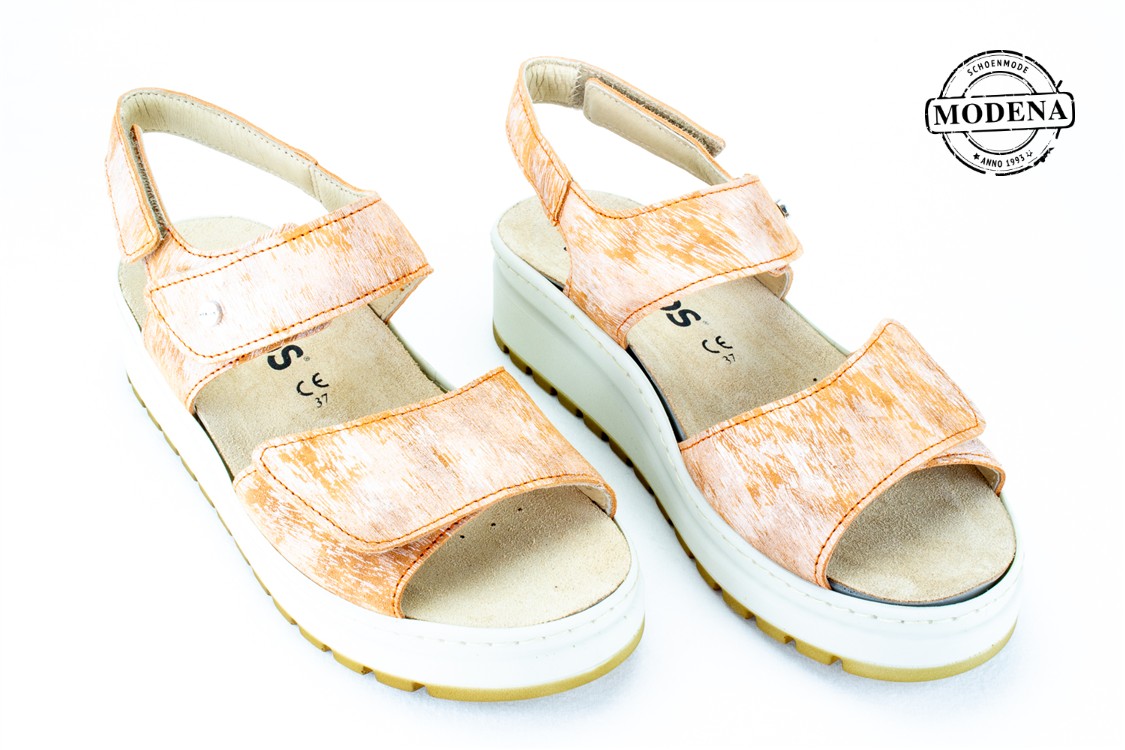 Modena schoenmode - sandaal sleehak - oranje sandaal sleehak