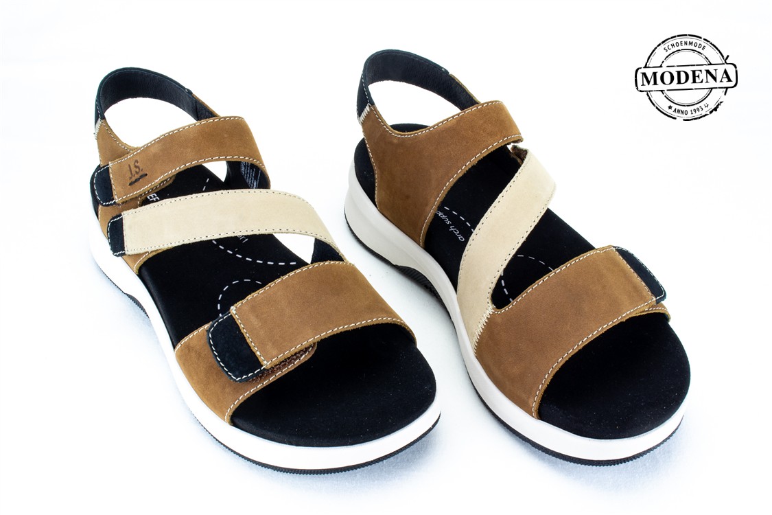 Modena schoenmode - estelle - taupe mix sandaal 3 velcr