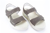 collectie damesschoenen - model TAUPE LINNEN SANDAAL VELCRO