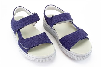 BLAUW LINNEN SANDAAL VELCRO