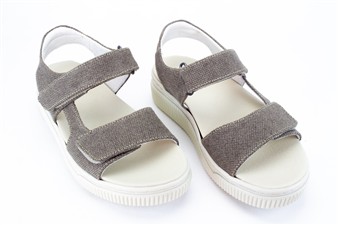 TAUPE LINNEN SANDAAL VELCRO
