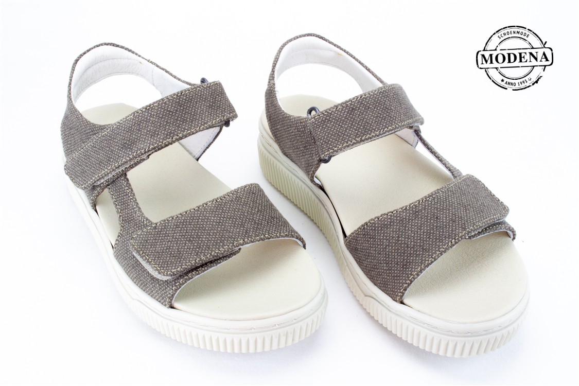 Modena schoenmode - multi sandaal - taupe linnen sandaal