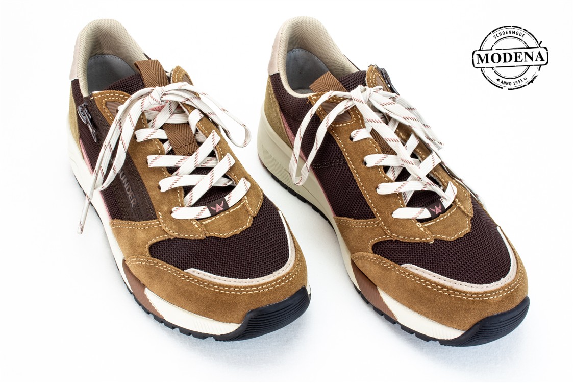 Modena schoenmode - sneaker rits - bruin mix sneaker