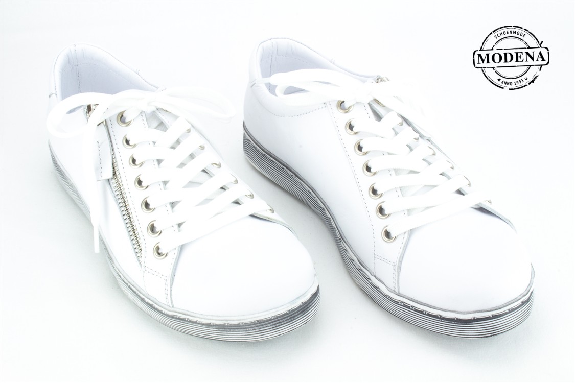 Modena schoenmode - lage zij-rits - wit lage zijrits