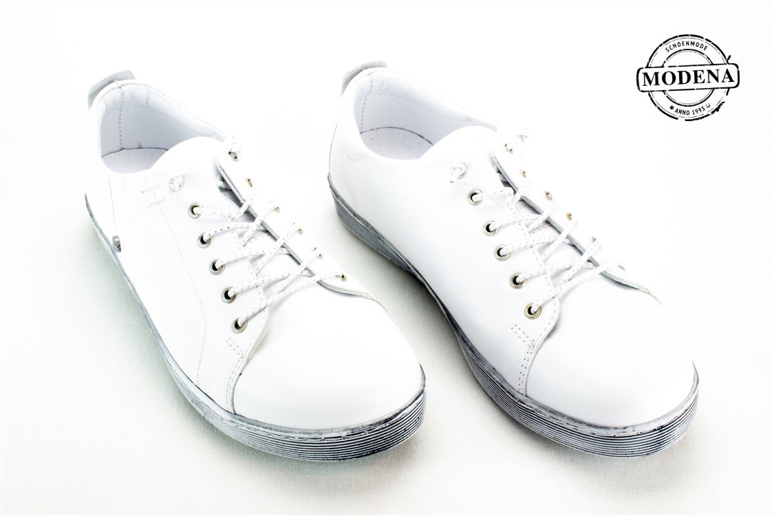 Modena schoenmode - lage basket elastiek - wit lage elastiek