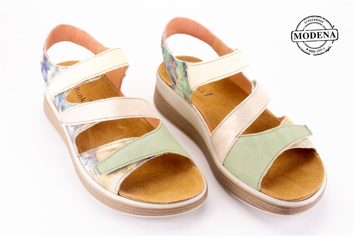 Modena schoenmode - sandaal 3 velcro - zachtgroen mix sandaal