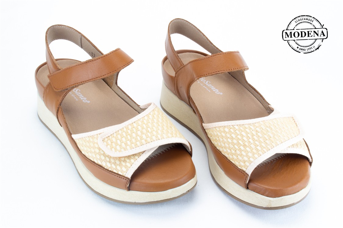 Modena schoenmode - sandaal - camel sandaal raffia voor