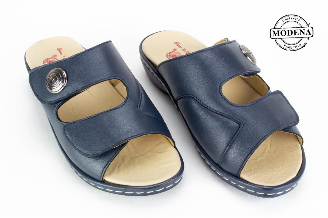 Modena schoenmode - slipper - blauw slipper velcro