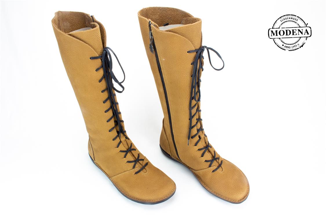Modena schoenmode - veterlaars nat - camel nederwoud