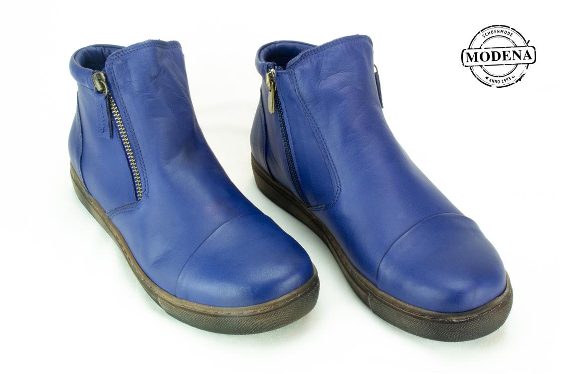 Modena schoenmode - zwart hoge blauwe veter - f blauw 2 ritsen