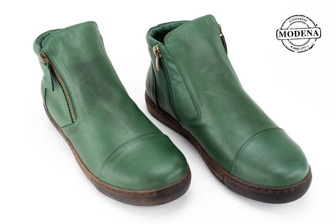 Modena schoenmode - zwart hoge blauwe veter - groen 2 ritsen