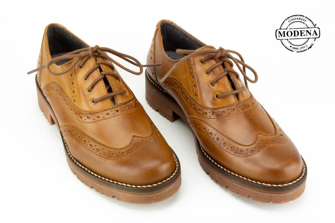 Modena schoenmode - broque veter - camel broque plat