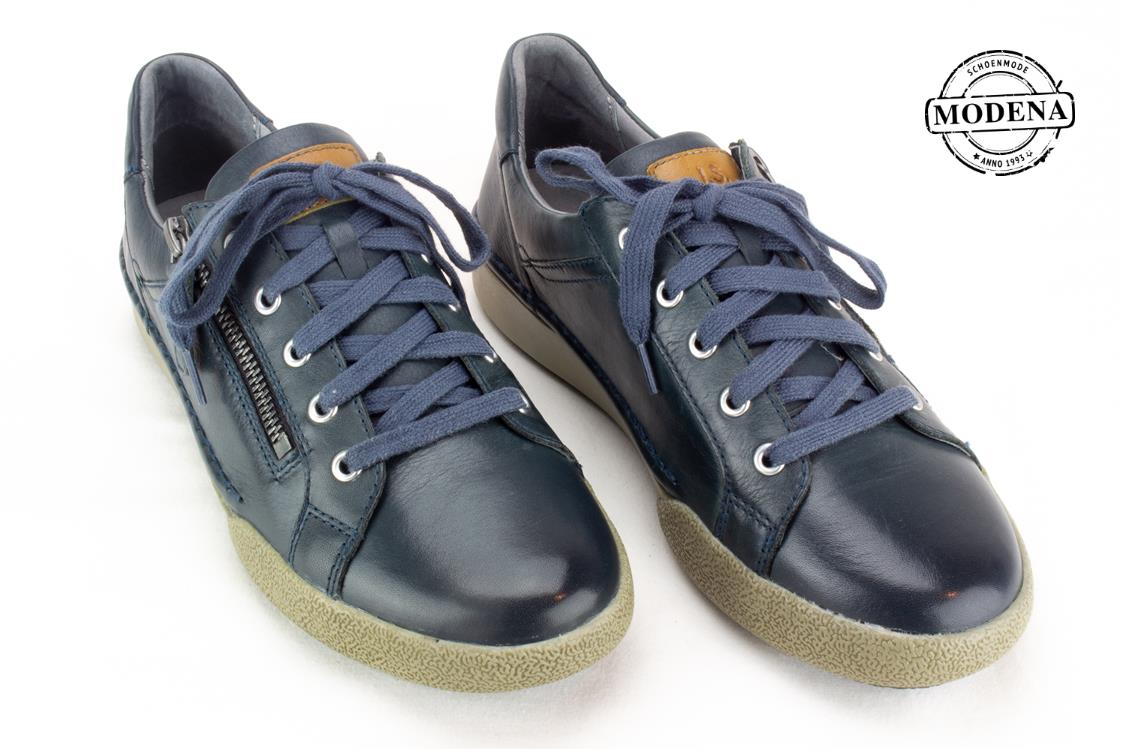 Modena schoenmode - sneaker - blauw lage zij-rits