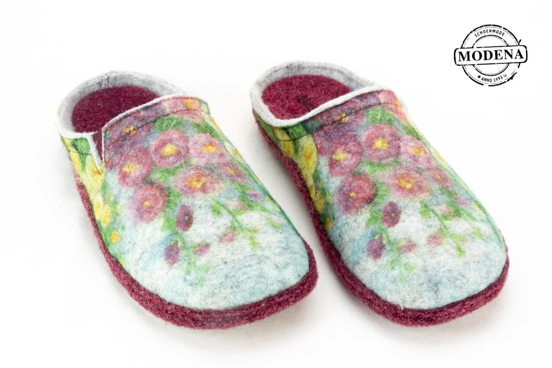 Modena schoenmode - marguerite - Muil bordeaux bloemen