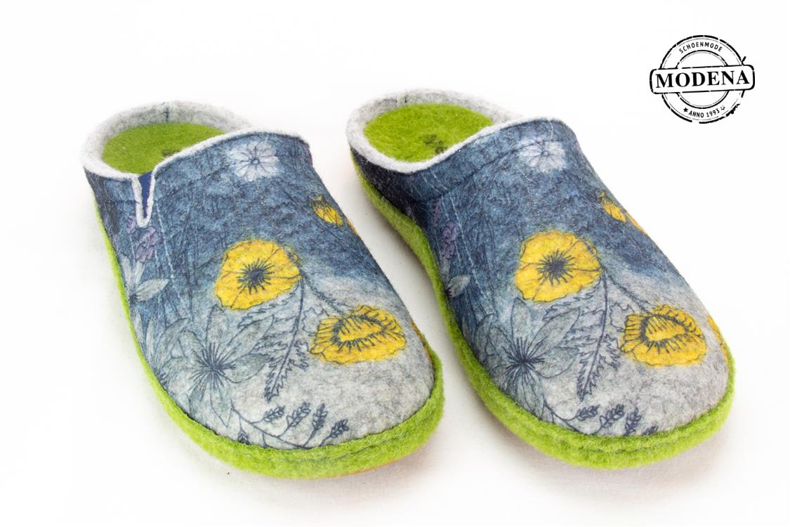 Modena schoenmode - marguerite - muil blauw bloemen