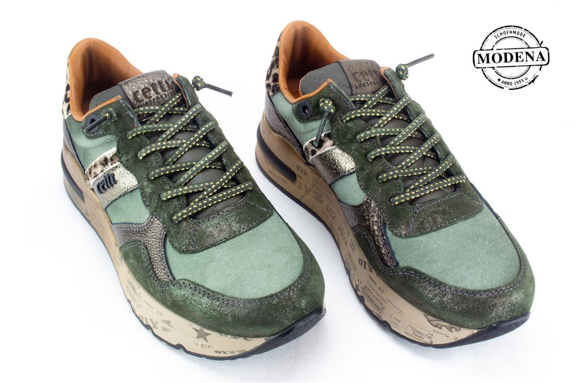 Modena schoenmode - sneaker dikke zool - Khaki mix sneaker