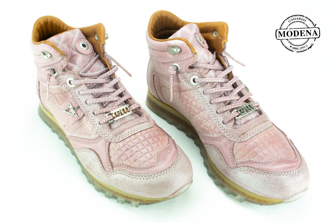 Modena schoenmode - fijne sneaker - oudroze hoge sneaker