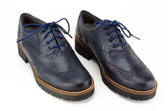 BLAUW VETERSCHOEN BROQUE PLAT