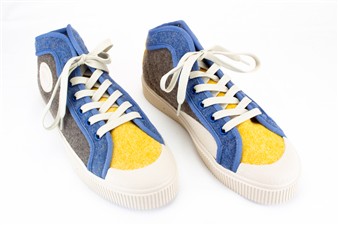 BLAUW-GEEL MIX HOGE SNEAKER