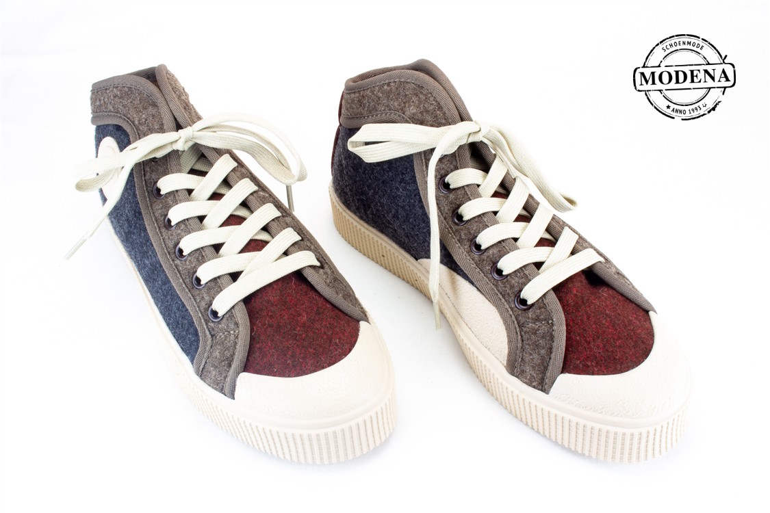 Modena schoenmode - hoge sneaker - hoge vilt bruin-rood