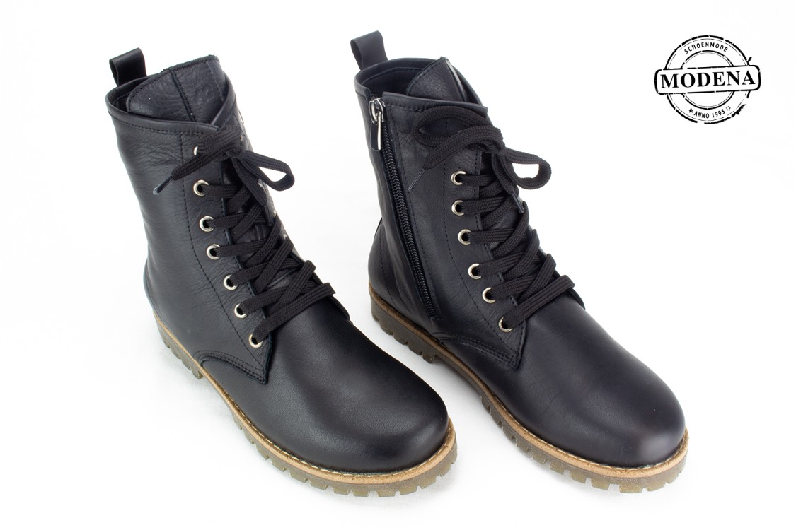 Modena schoenmode - military - zwart veterlaarsje milita