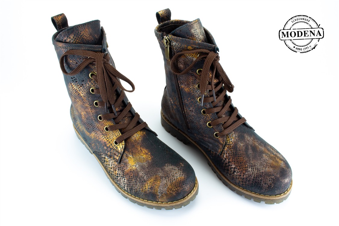 Modena schoenmode - military - brons veterlaarsje milita