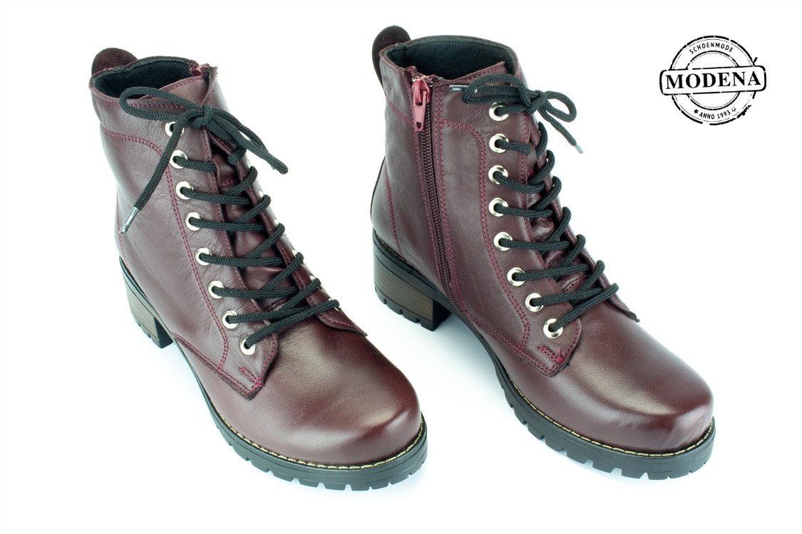 Modena schoenmode - veterbotje hak - bordo veterbotje hak