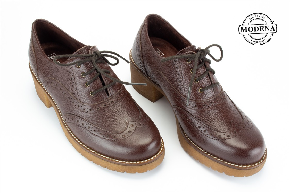 Modena schoenmode - hak - bruin veter broque hak