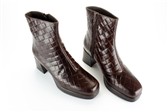 collectie damesschoenen - model BRUIN BOTJE VLECHTPRINT HAK