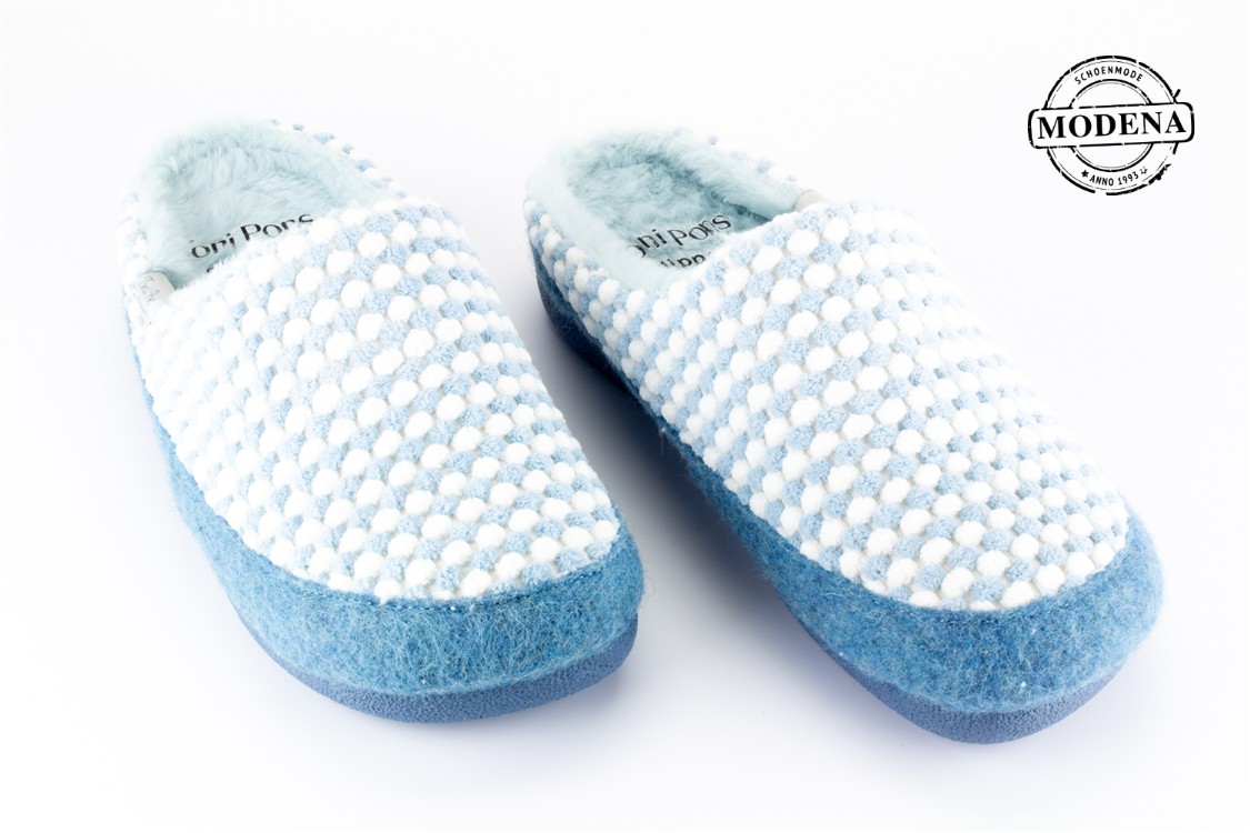 Modena schoenmode - muil gesp - blauw bollekes muil